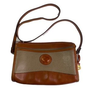 Dooney & Bourke Vintage Crossbody Bag Purse - Tan & Brown Pebbled Leather